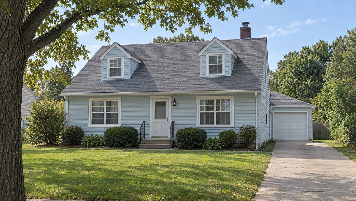 Home with worn siding before repair